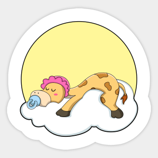 Giraffe at Sleeping with Cloud & Sun Sticker